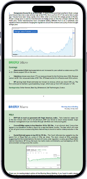 Phone showing our business reporting, Briefly Micro